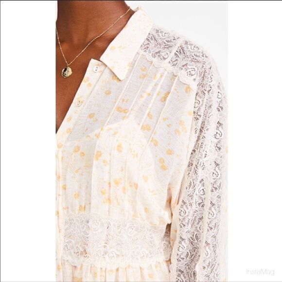 Free People Sheer Romance Mini Dress in Tea Combo Size XS - Picture 4 of 13